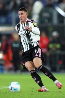 Roma, İtalya 26 Ekim 2025: Juventus F.C. 'den Dusan Vlahoviç Serie A Enilive 2025-2026 futbol maçının 8. gününde SS Lazio ve Juventus FC Torino arasında Olimpiyat Stadyumu 'nda görüldü.