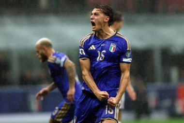 Milan, İtalya 16 Kasım 2025: İtalyan Pio esposito 1-0 'lık skorla İtalya ile Norveç arasındaki maçta gol attı ve 2026 FIFA Dünya Kupası elemeleri için geçerli olan Birinci Grup Giuseppe Meazza - San Sir