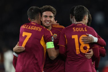 Roma, İtalya - 27 Kasım 2025: Roman Neil El Aynaoui Uefa Avrupa Ligi 2025 / 2026, futbol maçı - 5. gün - Roma 'daki OLYMPIC STADIUM' da Roman vs FC Midtjylland.
