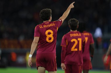 Roma, İtalya - 27 Kasım 2025: Roman Neil El Aynaoui Uefa Avrupa Ligi 2025 / 2026, futbol maçı - 5. gün - Roma 'daki OLYMPIC STADIUM' da Roman vs FC Midtjylland.