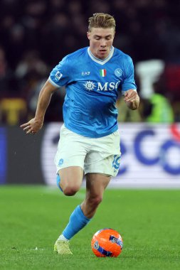 Rome, Italy - November 30, 2025:  Hojlund Rasmus Winter seen in action during the Serie A Enilive 2025-2026 football match between AS Roma and SSC Napoli at Olympic Stadium