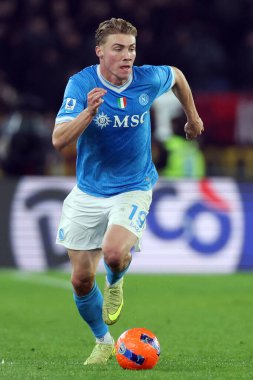 Roma, İtalya - 30 Kasım 2025: Hojlund Rasmus Winter, AS Romanlar ve SSC Napoli arasında Olimpiyat Stadyumu 'nda oynanan Serie A Enilive 2025-2026 futbol karşılaşmasında görüldü