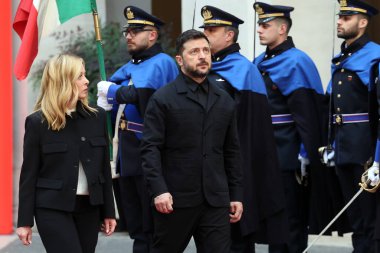 Roma, İtalya - 9 Aralık 2025: İtalya Başbakanı Giorgia Meloni, Roma 'daki Chigi Sarayı' nda Ukrayna Cumhurbaşkanı Volodymyr Zelensky ile bir araya geldi.