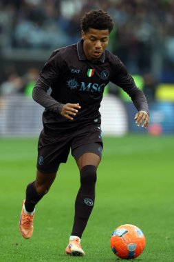 Roma, İtalya - 4 Ocak 2026: Napoli 'li David Neres, S.S. Lazio ile S.S.C. arasındaki Serie A Enilive 2025-2026 futbol karşılaşması sırasında görev başında görüldü. Napoli Olimpiyat Stadyumunda