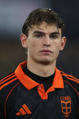 Roma, İtalya - 14 Aralık 2025: Serie A Enilive 2025-2026 Olimpiyat Stadyumu 'nda AS Romanlar ve Como 1907 arasında oynanan futbol karşılaşması sırasında Como' dan Nicolas Paz