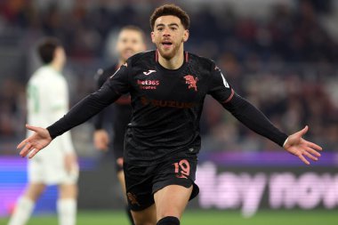 Roma, İtalya - 13 Ocak 2026: Torino 'lu Che' Adams, Coppa Italia Frecciarossa 2025-2026 sezonunda Olimpiyat Stadyumu 'nda AS Roma ile Torino FC 1906 arasındaki futbol karşılaşmasında 1-2' lik golü attı ve takım arkadaşlarıyla birlikte kutladı.