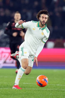 Roma, İtalya - 13 Ocak 2026: A.S. Roma 'dan Mario Hermoso, AS Roma ile Torino FC 1906 Olimpiyat Stadyumu' nda oynanan Coppa Italia Frecciarossa 2025-2026 futbol karşılaşması sırasında görev başında görüldü.