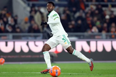 Roma, İtalya - 13 Ocak 2026: A.S. Roma 'dan Evan N' Dicka, AS Roma ile Torino FC 1906 Olimpiyat Stadyumu 'nda oynanan Coppa Italia Frecciarossa 2025-2026 futbol karşılaşmasında görev yaparken görüldü.