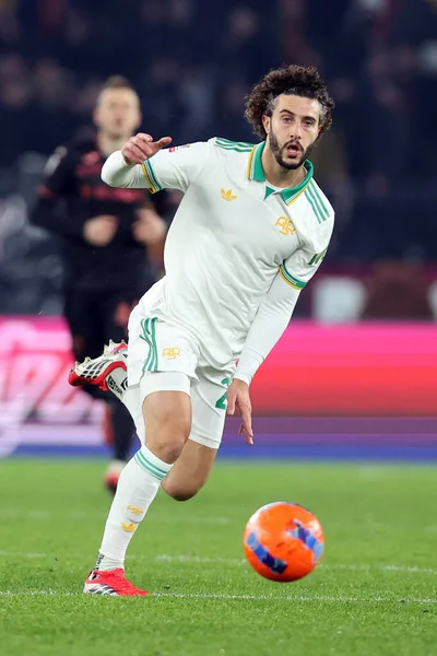 Roma, İtalya - 13 Ocak 2026: A.S. Roma 'dan Mario Hermoso, AS Roma ile Torino FC 1906 Olimpiyat Stadyumu' nda oynanan Coppa Italia Frecciarossa 2025-2026 futbol karşılaşması sırasında görev başında görüldü.