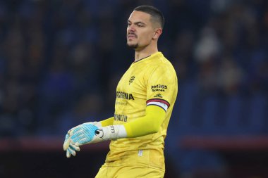 Roma, İtalya - 9 Şubat 2026: SElia Caprile of Cagliari een, AS Roma-Cagliari Calcio Olimpiyat Stadyumu 'nda oynanan 2025-2026 Serie A Enilive-2026 futbol karşılaşmasında