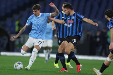 Roma, İtalya - 14 Şubat 2026: Olimpiyat Stadyumu 'nda S.S. Lazio ve Atalanta Bergamasca Calcio arasında oynanan Serie A Enilive 2025-2026 futbol karşılaşmasında eylem halinde görüldü.