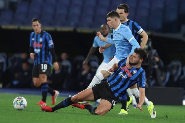 Roma, İtalya - 14 Şubat 2026: Olimpiyat Stadyumu 'nda S.S. Lazio ve Atalanta Bergamasca Calcio arasında oynanan Serie A Enilive 2025-2026 futbol karşılaşmasında eylem halinde görüldü.
