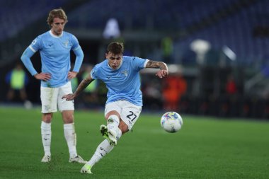 Roma, İtalya - 14 Şubat 2026: Lazio 'lu Daniele Maldini, S.S. Lazio ile Atalanta Bergamasca Calcio arasında oynanan 2025-2026 Serie A Enilive futbol karşılaşmasında görev yaparken görüldü.