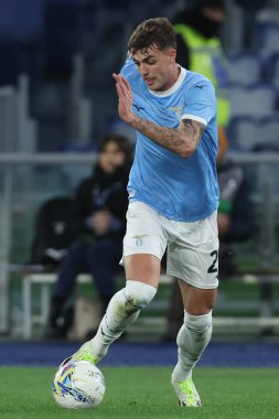 Roma, İtalya - 14 Şubat 2026: Lazio 'lu Daniele Maldini, S.S. Lazio ile Atalanta Bergamasca Calcio arasında oynanan 2025-2026 Serie A Enilive futbol karşılaşmasında görev yaparken görüldü.