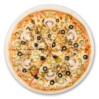 bir plaka üzerinde lezzetli sıcak pizza