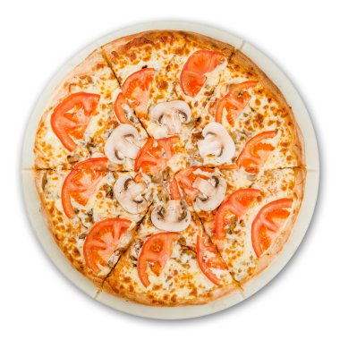 bir plaka üzerinde lezzetli sıcak pizza