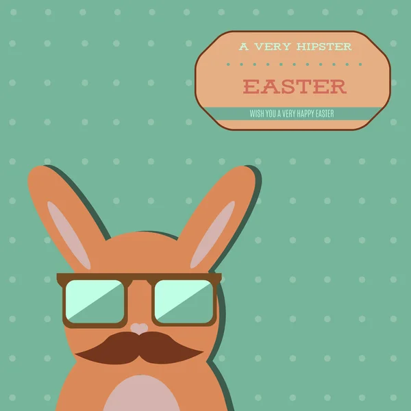 Tarjeta de conejo de Pascua hipster — Vector de stock