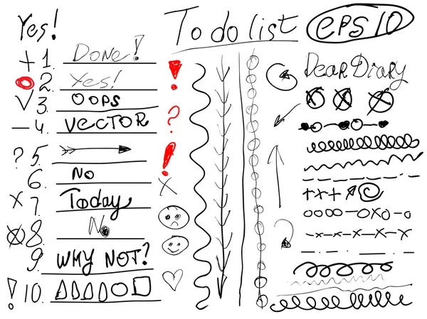 手書き要素のセット — ストックベクタ