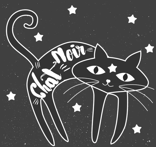 Ilustración de arte gato negro — Archivo Imágenes Vectoriales