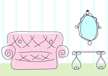 Doodle kroki tarzı Manzaralı Oda