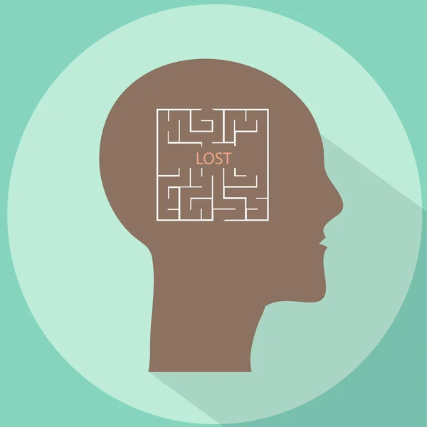 Labirinto a forma di testa umana concetto illustrazione — Vettoriale Stock