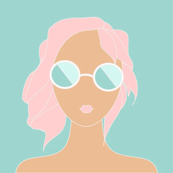 Stilvolles Mädchen mit rosa Haaren — Stockvektor