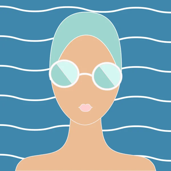 Mujer en gorra de natación — Vector de stock