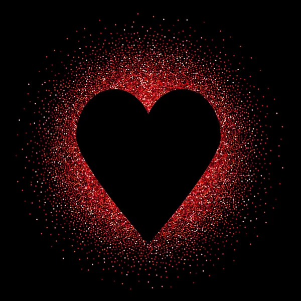 Coeur noir sur le fond rouge scintillant — Image vectorielle