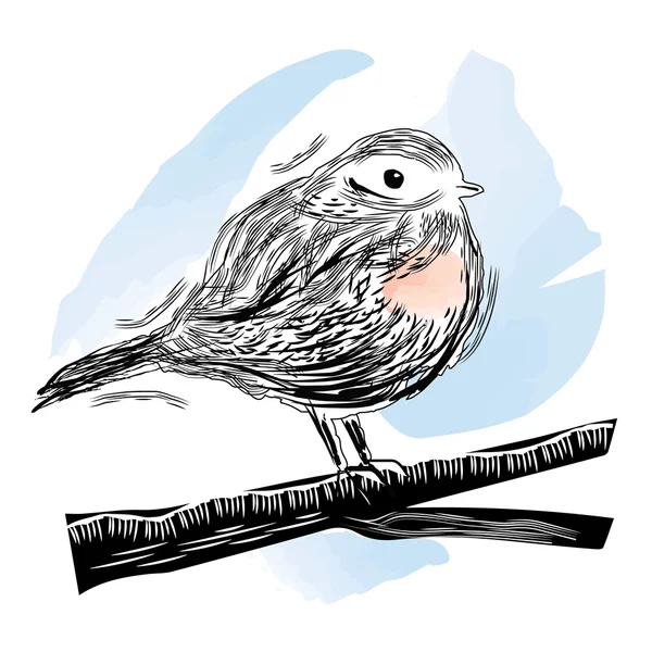 Illustration des Vogels im Linolschnitt-Stil — Stockvektor