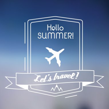 Seyahat anahat uçak amblem arka plan bulanık