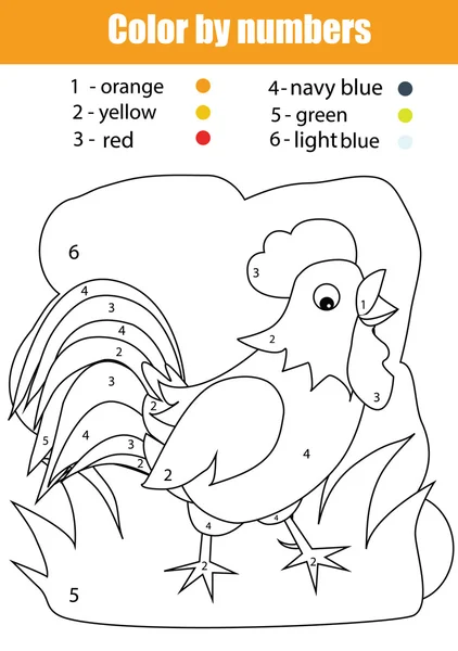 Rooster color sheet | Coloring page with rooster. Color by numbers ...