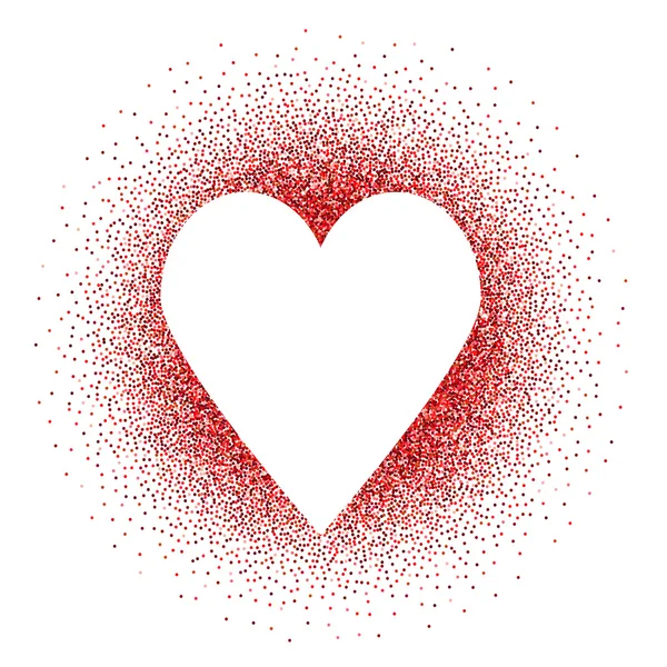 Coeur blanc en paillettes rouges — Image vectorielle