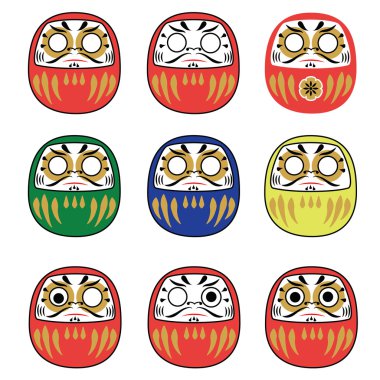 Japon daruma bebek kümesi
