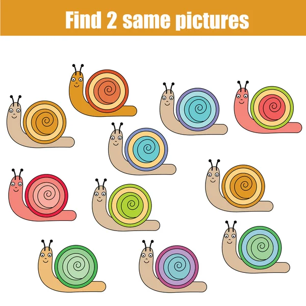 Hitta samma bilder barn pedagogiska spel — Stock vektor