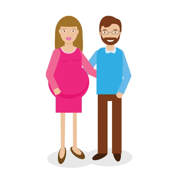 Glad man och graviditet kvinnan vektor illustration — Stock vektor