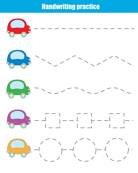 Handskrift praktiken blad. Pedagogiska barn spel — Stock vektor