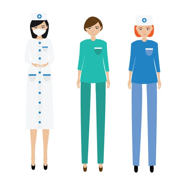 Tim medis wanita. Perawat, paramedis, dokter - Stok Vektor
