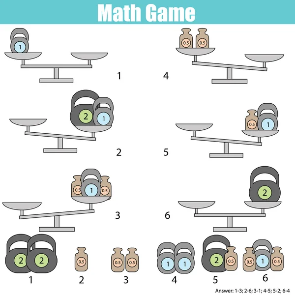 Matematica gioco educativo per bambini. equilibrare la scala — Vettoriale Stock