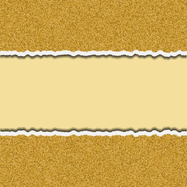 Altın ışıltılı yırtık kağıt parçaları. Kağıt çerçeve vektör çizim sökük, tasarım öğesi