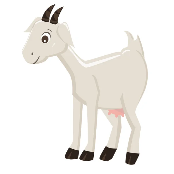 Cute cartoon goat isolated on white background, vector illustration — Stock Vector