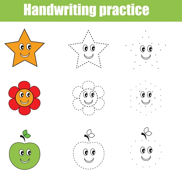 Fiche de pratique de l'écriture. Jeu éducatif pour enfants — Image vectorielle