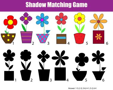 Gölge eşleşen çocuk eğitim oyun, çocuklara etkinlik sayfası
