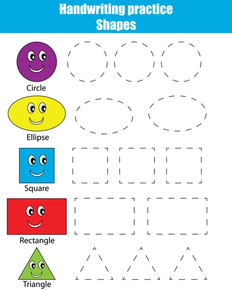El yazısı alıştırma sayfası. Eğitim çocuk oyunu, kids hareket. Öğrenme şekilleri