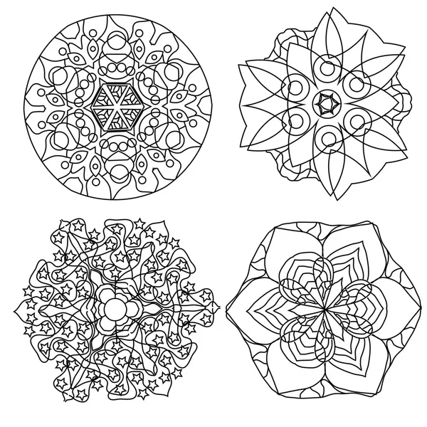 Página para colorear relajante con mandala, flores abstractas para niños y adultos, terapia de arte, fondo, elementos de diseño — Archivo Imágenes Vectoriales