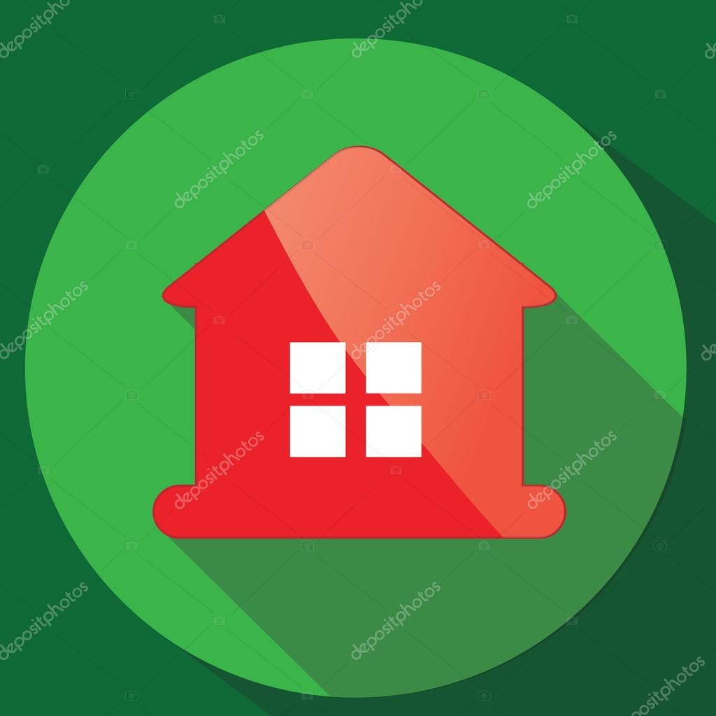 Red glance house vector icon in flat design with long shadow. Investing, banking, financial credit, real estate concept illustration