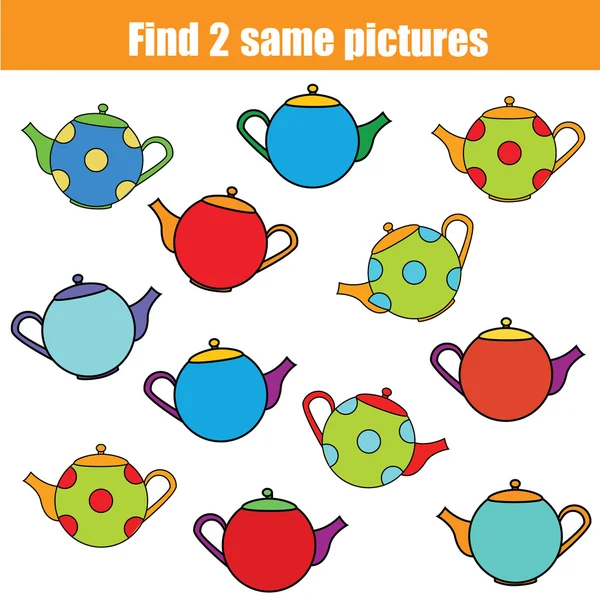 Find the same pictures children educational game, kids acitivity — Stock Vector