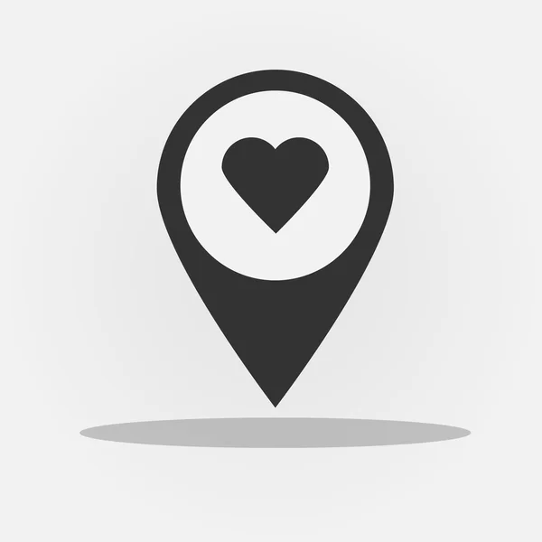 Icône vectorielle de style de navigation gps avec coeur — Image vectorielle