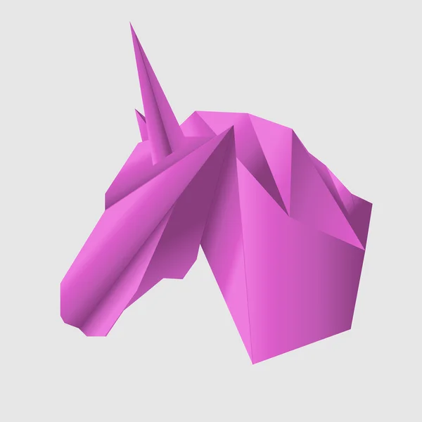 Cabeça de unicórnio no ícone do vetor Origami Style — Vetor de Stock
