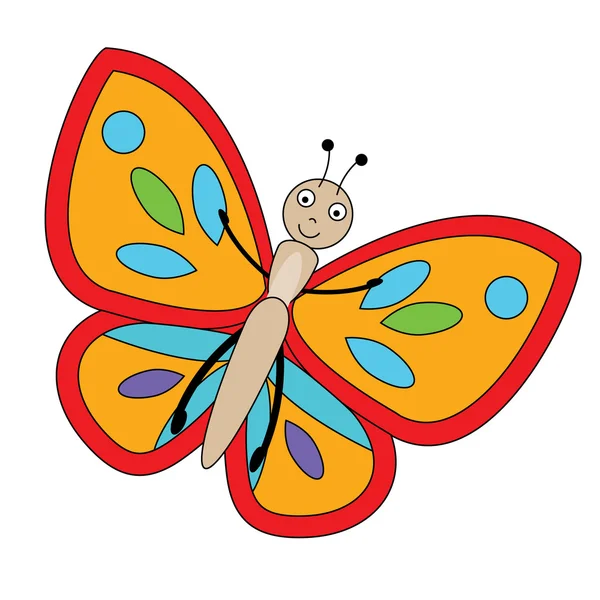 Mariposa en estilo de dibujos animados. Ilustración vectorial — Vector de stock