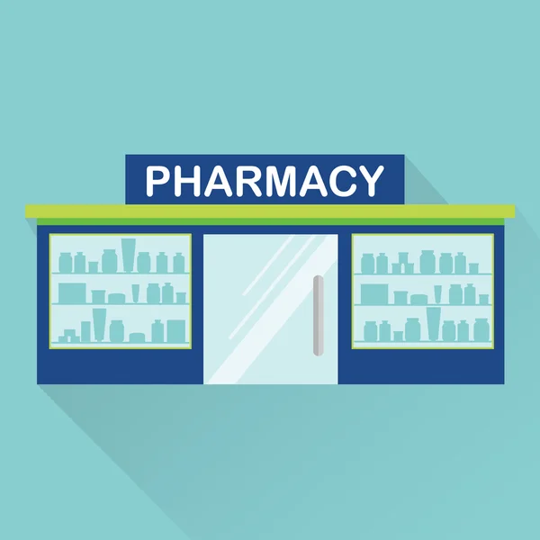 Farmacia, icono de vector de farmacia con sombra larga — Vector de stock